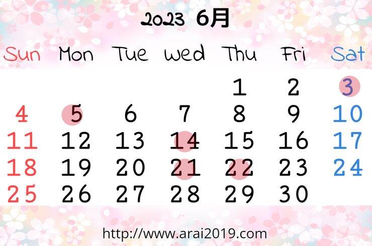 6月カレンダー