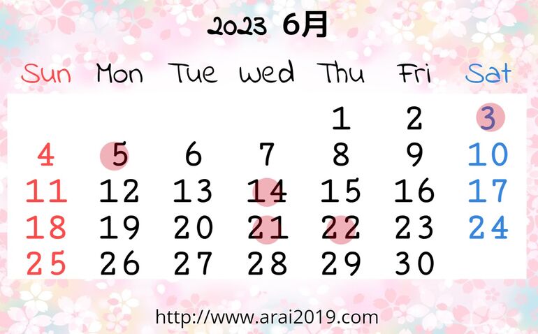6月カレンダー